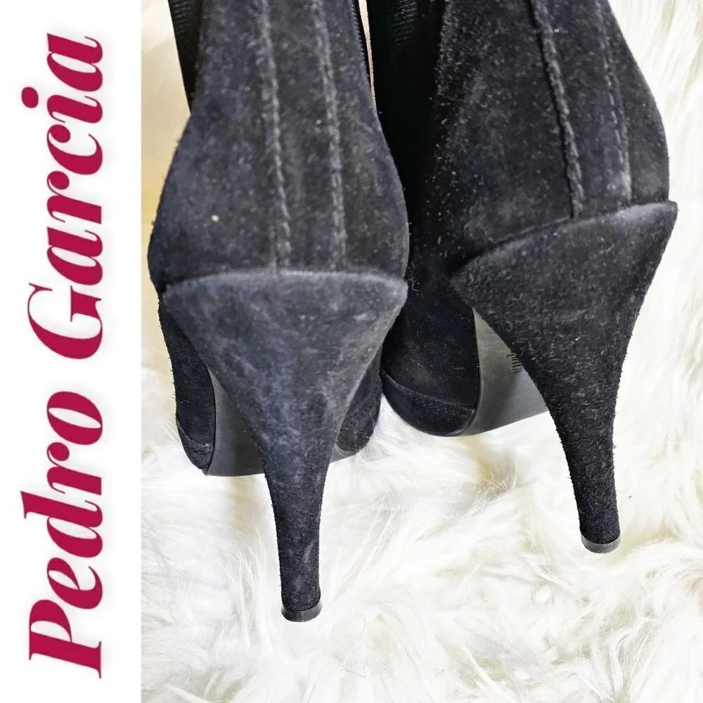 PEDRO GARCIA SUEDE LEATHER‎ PLATFORM CHELSEA BOOTIE STILETTO BLACK, Size 40